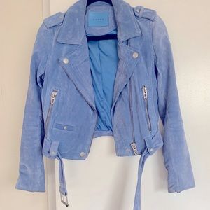 Blank NYC Blue Suede Moto Jacket